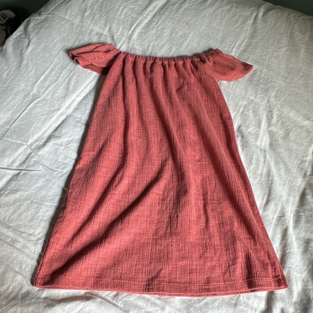 Madewell Texture & Thread Off Shoulder Mini Dress XXS Spiced Rose - Picture 5 of 6